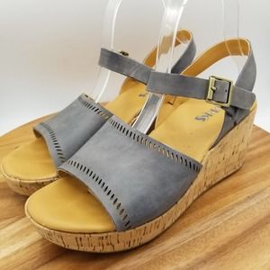 Korks Kork Ease Wedge Sandal Leather Cork Gray